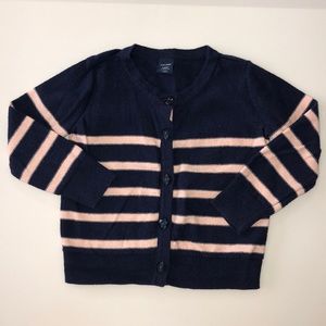 Baby Gap Navy Blue and Pink Striped Cardigan